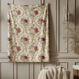 Weelderige Damask Blanket met rijke Victoriaans ch Fleece Deken