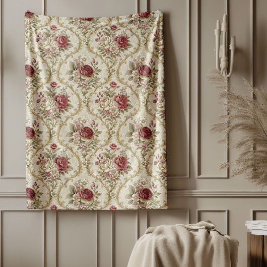 Weelderige Damask Blanket met rijke Victoriaans ch Fleece Deken