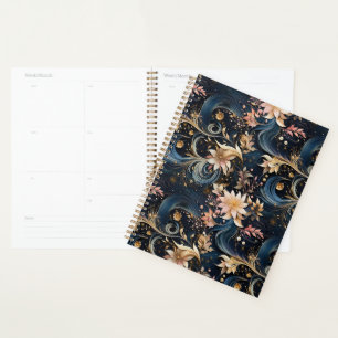 Weelderige Donkere Blauwe Botanische Tuin Planner