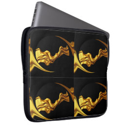Weelderige Draaiing Vloeibaar Goud Zwart Monochro  Laptop Sleeve