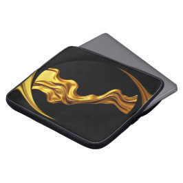 Weelderige Draaiing Vloeibaar Goud Zwart Monochroo Laptop Sleeve