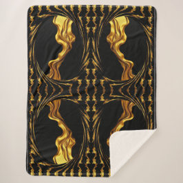Weelderige Draaiing Vloeibaar Goud Zwart Monochroo Sherpa Deken