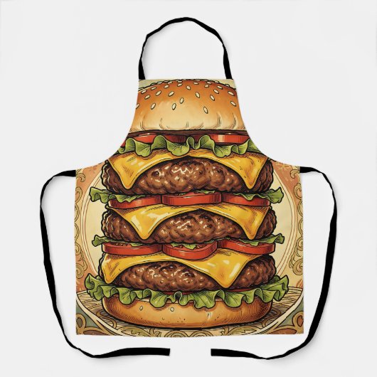 Weelderige drievoudige cheeseburger schort (Voorkant)