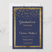 Weelderige elegante donkerblauwe gouden confetti A Kaart (Voorkant)