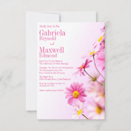 weelderige elegante Natuur roze madeliefje bruilof Kaart