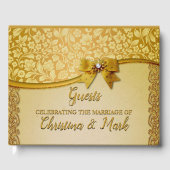 Weelderige Elegante Retro Abstracte Bloemen en Bla Gastenboek (Voorkant)