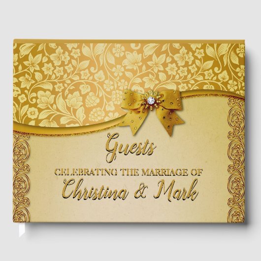 Weelderige Elegante Retro Abstracte Bloemen en Bla Gastenboek (Voorkant)