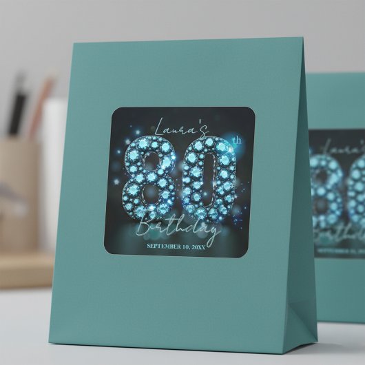Weelderige Elegante Turquoise Blauwe Diamanten 80s Vierkante Sticker