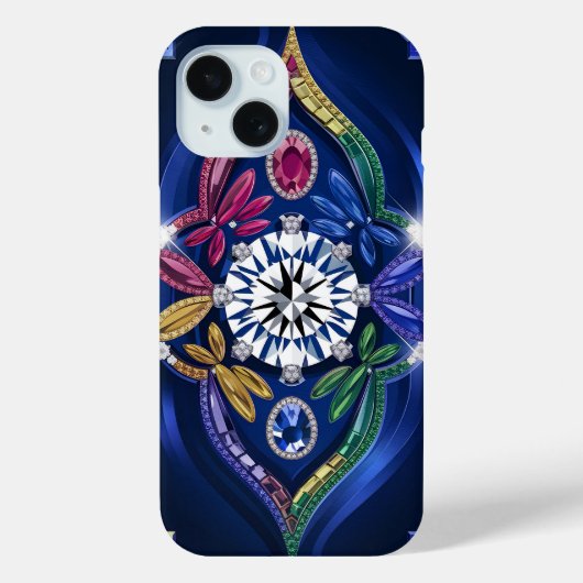 Weelderige elegantie: diamant en edelsteen gegrave Case-Mate iPhone case (Achterkant)
