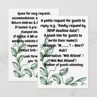 Weelderige Elegantie Grafische Groene Bladaccent RSVP Kaartje