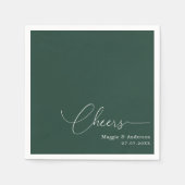 Weelderige Emerald Monoline Staart Script Bruiloft Servet (Voorkant)