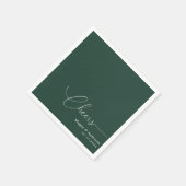Weelderige Emerald Monoline Staart Script Bruiloft Servet (Hoek)