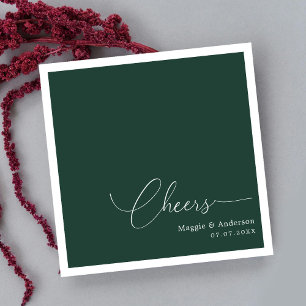Weelderige Emerald Monoline Staart Script Bruiloft Servet