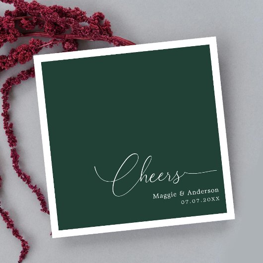 Weelderige Emerald Monoline Staart Script Bruiloft Servet