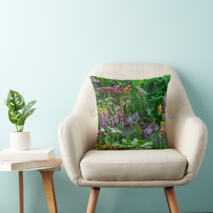 Weelderige Engelse Cottage Garden Zomer Bloemen Fo Kussen