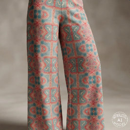 Weelderige Etnische Indiase Boho Teal Koraal Rood Stof