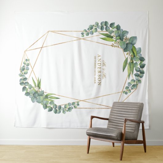 Weelderige Eucalyptus Bloei Gouden Frame Trouw Dec Wandkleed (In Situ (horizontaal))