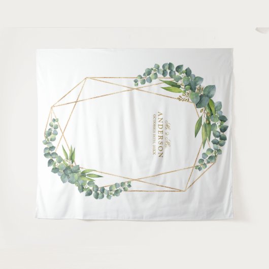 Weelderige Eucalyptus Bloei Gouden Frame Trouw Dec Wandkleed (Voorkant (horizontaal))