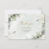 Weelderige eucalyptus groen en goud dank u bedankkaart (Voorkant)