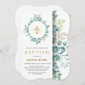 Weelderige Eucalyptus Groene Gouden Kruis Jongens  Kaart (Voorkant / Achterkant)