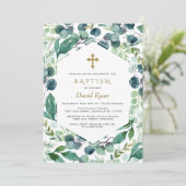 Weelderige Eucalyptuslijst Gouden Kruis Jongens Do Kaart (Staand voorkant)