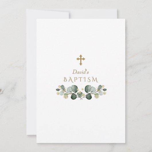 Weelderige Eucalyptuslijst Gouden Kruis Jongens Do Kaart (Achterkant)