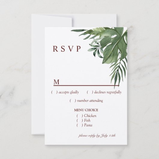 Weelderige Exotische Tropische Palmbladeren Menu R (Voorkant)