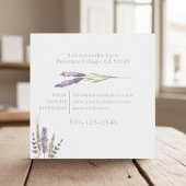 Weelderige Floral tarwe, roze en lavendel krans ba Vierkante Visitekaartje