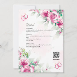 Weelderige Fuchsia Roze Bloemige Botanische Trouw  Kaart