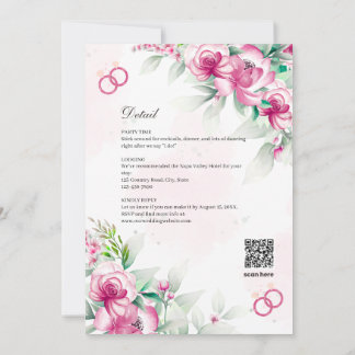 Weelderige Fuchsia Roze Bloemige Botanische Trouw Kaart