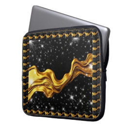 Weelderige Galaxy Vloeibare Goud Zwarte Monochrome Laptop Sleeve