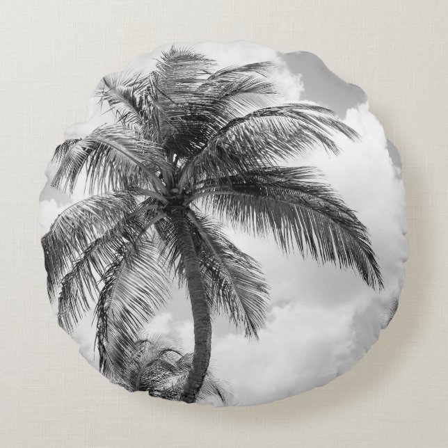 Weelderige Glam Palmbomen 1 Rond Kussen (Voorkant)