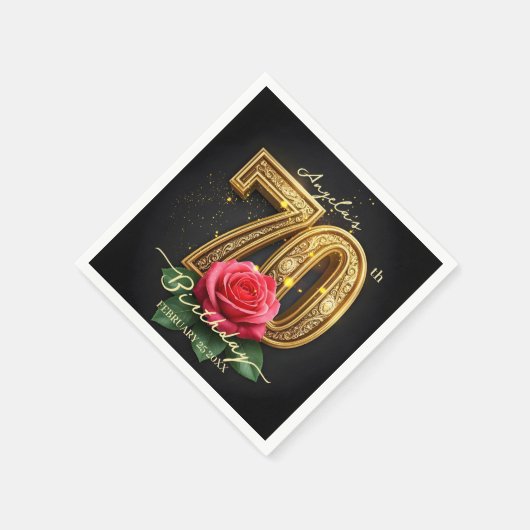 Weelderige Glamoureuze Chic Roos Goud 70e Verjaard Servet (Hoek)