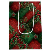 Weelderige gotische kerst hulst & damast medium cadeauzakje (Achterkant)