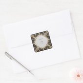 Weelderige Gouden Barok Versierde Marmeren Bruilof Vierkante Sticker (Envelop)
