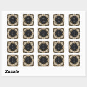 Weelderige Gouden Barok Versierde Witte Zwarte Bru Vierkante Sticker (Vel)