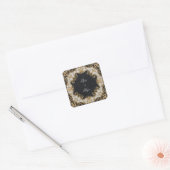 Weelderige Gouden Barok Versierde Witte Zwarte Bru Vierkante Sticker (Envelop)