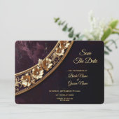 Weelderige Gouden Bloemensave The Date Save The Date (Staand voorkant)