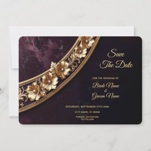Weelderige Gouden Bloemensave The Date Save The Date (Voorkant)
