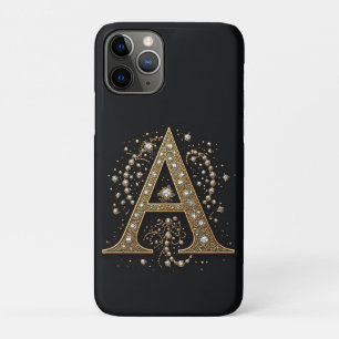 Weelderige Gouden Letter A Luxe Monogram Antiek Case-Mate iPhone Case