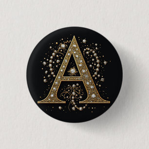 Weelderige gouden letter A luxe monogram vintage Ronde Button 3,2 Cm