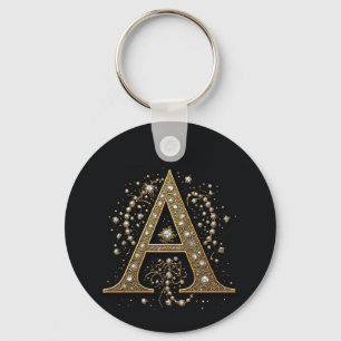 Weelderige gouden letter A luxe monogram vintage Sleutelhanger