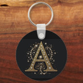 Weelderige gouden letter A luxe monogram vintage Sleutelhanger (Achterkant)