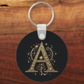 Weelderige gouden letter A luxe monogram vintage Sleutelhanger (Voorkant)