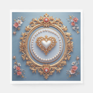 Weelderige Gouden Lijst Met Hartedelsteen Servet