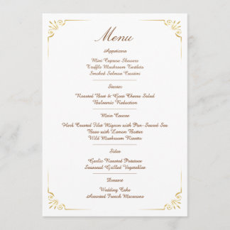 Weelderige gouden rand Klassieke minimalistische t Menu
