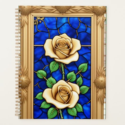 Weelderige Gouden Roos Kunstwerk Planner (Voorkant)