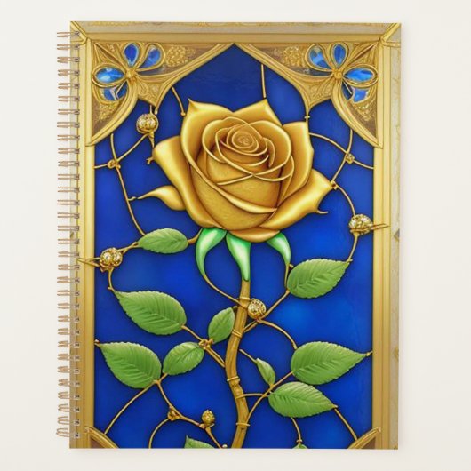 Weelderige Gouden Roos Kunstwerk Planner (Voorkant)