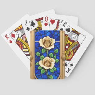 Weelderige Gouden Roos Kunstwerk Pokerkaarten