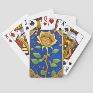 Weelderige Gouden Roos Kunstwerk Pokerkaarten